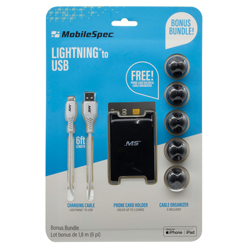 6ft Lightning(R) to USB Card Holder Wht