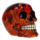 Resin Flame Skull Orange Day of the Dead Skull P754923 - Ghost Rider Halloween Decoration Gothic DOD Skeleton Head Dia de los Muertos - Orange