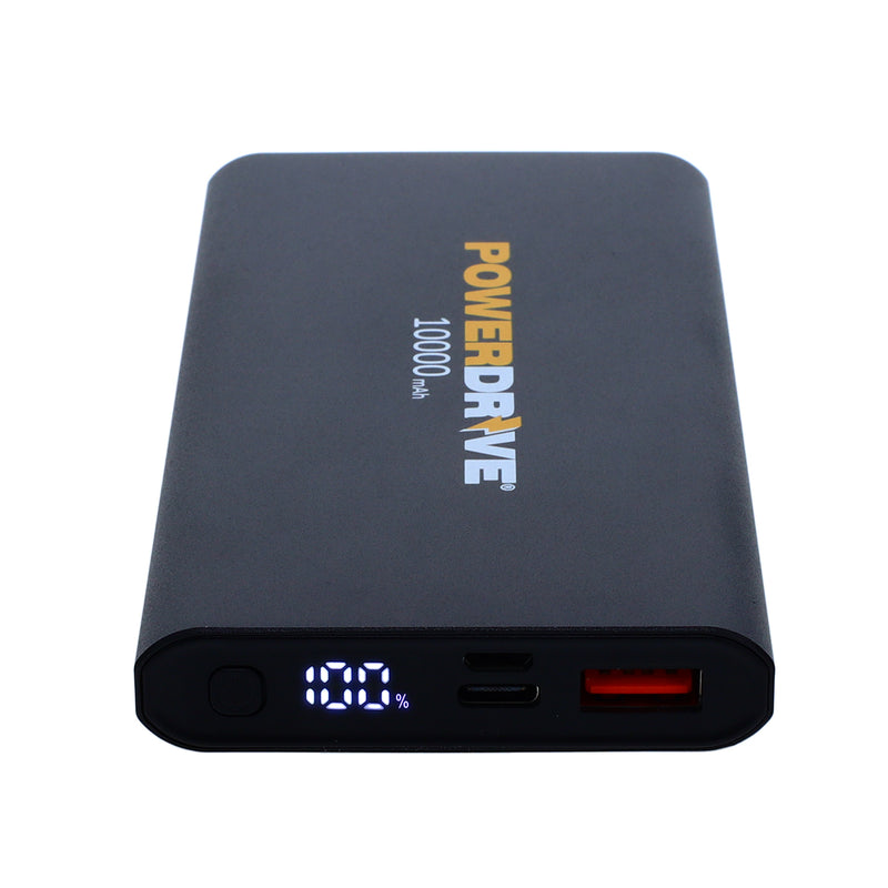 PowerDrive 10000 mAh Power Bank PDPB10000 - Portable Battery Charger for Cell Phones Changing Bank 2 USB Ports Fast-Charging - Black