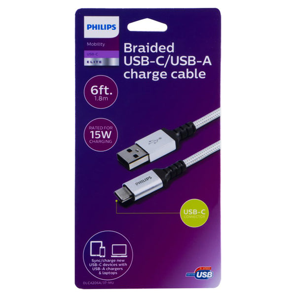 Philips Elite USB to USB-C Cable 6ft