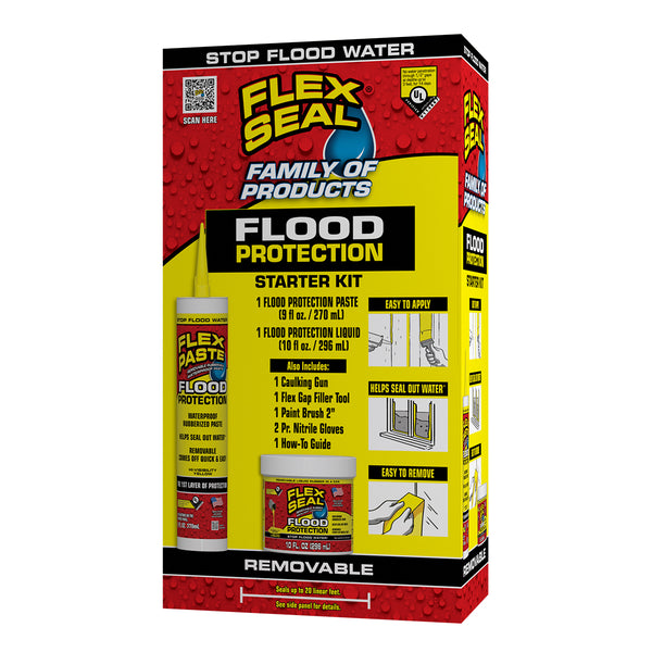 Flex Seal Flood Protection Starter Kit RKITSTART02 - Yellow Flood Protection Barrier Kit Flood Protection Paste and Liquid Plus Application Tools