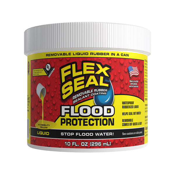 Flex Seal Liquid Flood Protection RPSYELR12 - Removable Waterproof Sealant Easy-Apply Liquid Rubber in a Can Hi-Vis Yellow - 10 Fluid Ounces