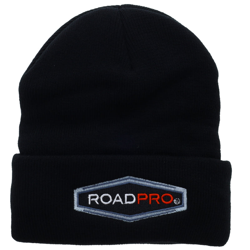 RoadPro Trucker Hat Comfort Knit Beanie Cap Cuffed Winter Knit Hat Black ROADPROHAT