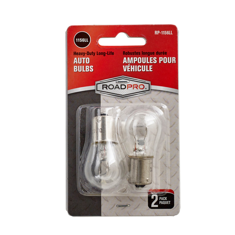 RoadPro 1156 Bulbs for Backup Lights RP-1156LL Car Truck Reverse Light Bulbs Long-Life Clear Mini Lights Value Pack of 2 Bulbs