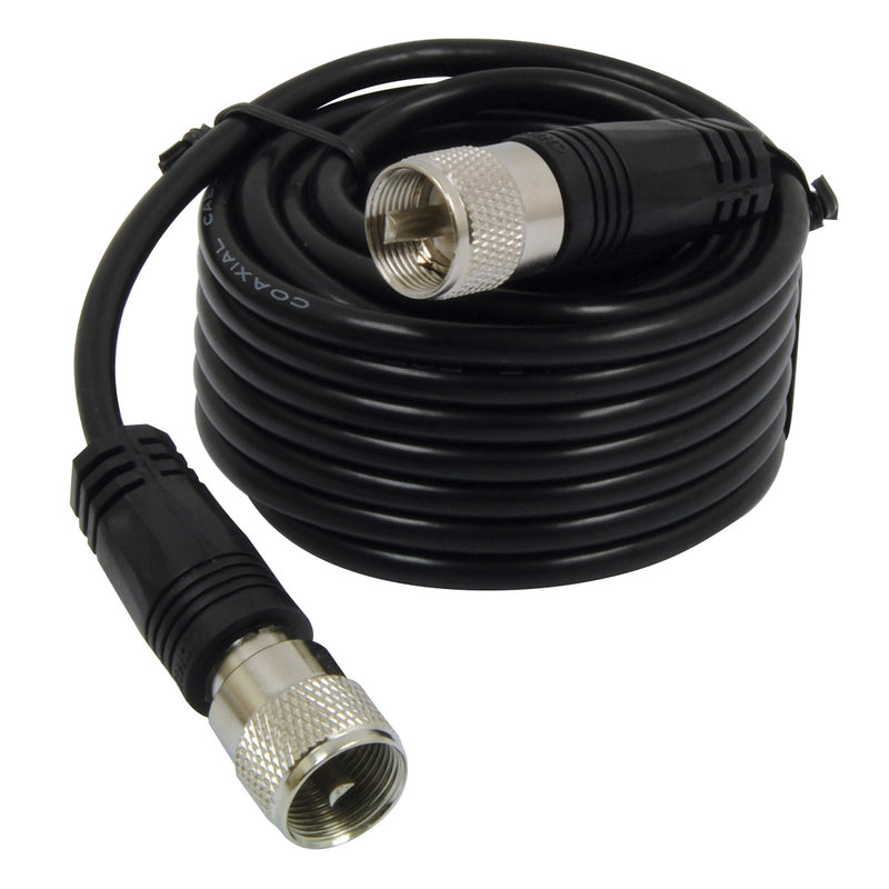 RoadPro CB Antenna Coax Cable RP-18CC CB Ham Radio Cable with Moisture-Protected PL-259 Connectors 18 Feet RG-58AU Coaxial - Black