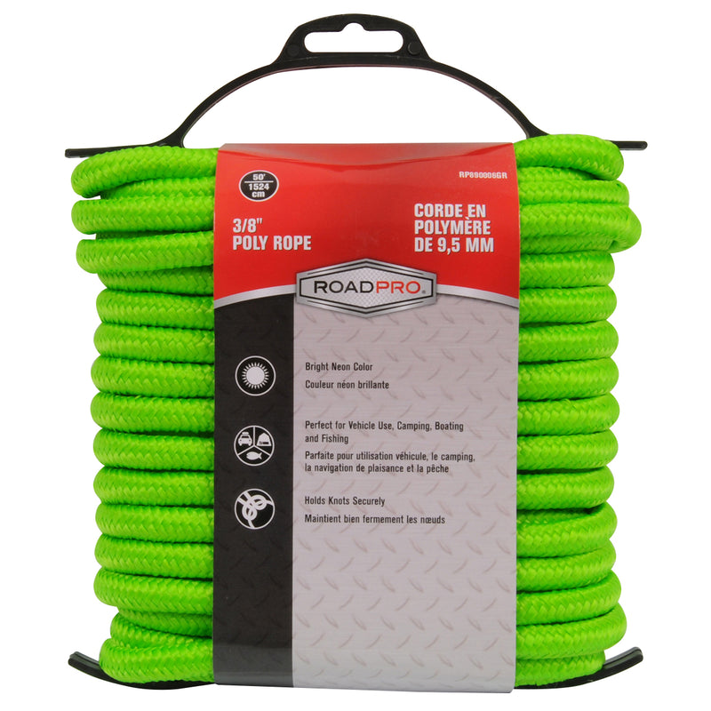 3/8in X 50ft Poly Rope Green Spool