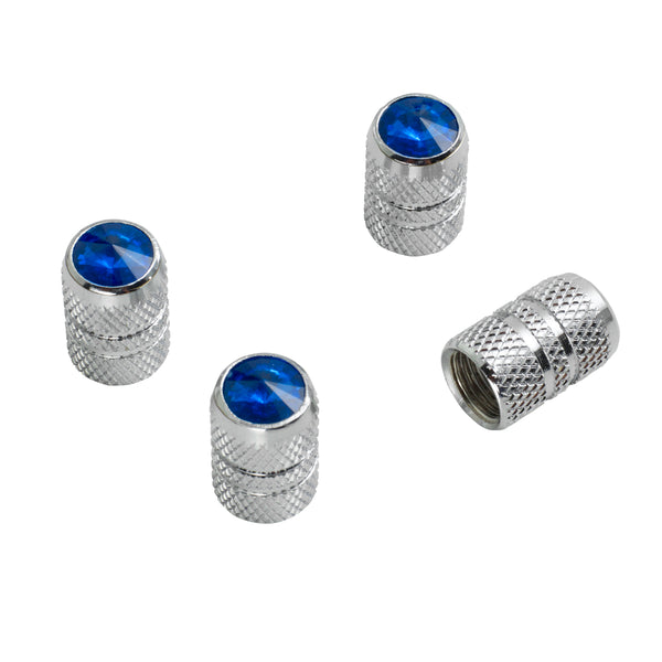 Blue Chrome Valve Caps 4 pack