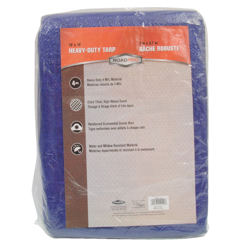 Heavy-Duty Canvas Tarp Multi-Use Cargo Cover 4-Mil 10 Feet X 12 Feet Rain Tarp Blue RPTP-1012