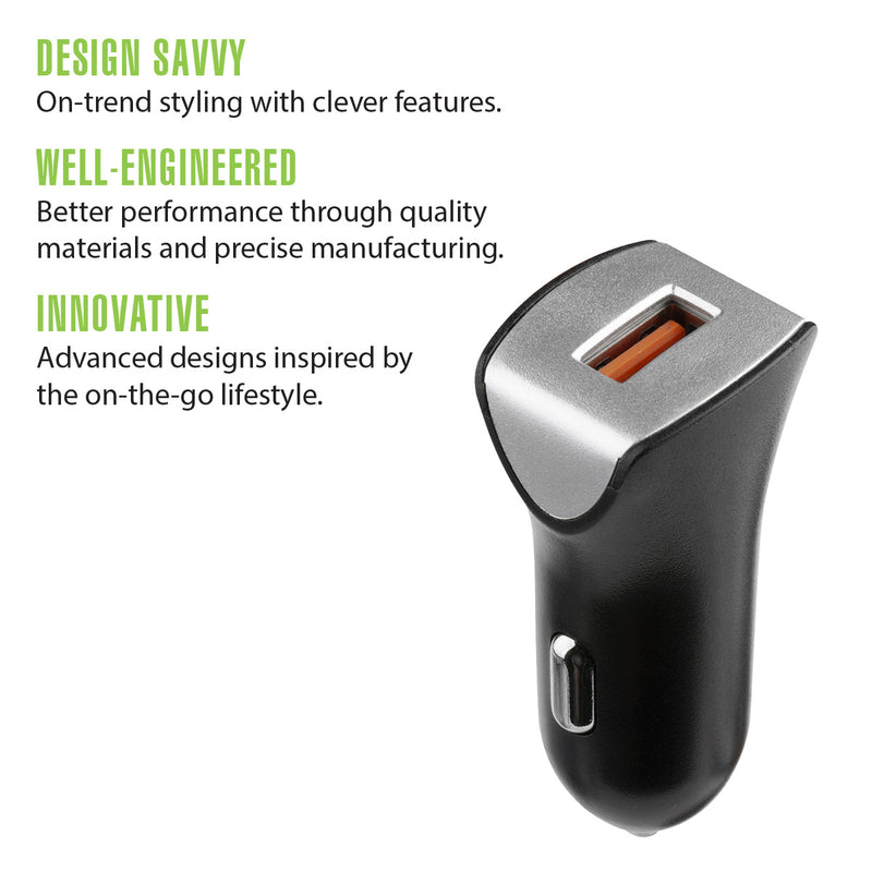 ROVE Single Port USB Car Charger 18W 2.4Amp USB-C(R) -Certified Universal Cigarette Lighter Fast Charger