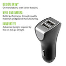 ROVE  RV01111 Dual Port USB Car Charger 24W 12-Volt 2-Port Car Charger Adapter - Car or Truck Cellular Accessory - 24W