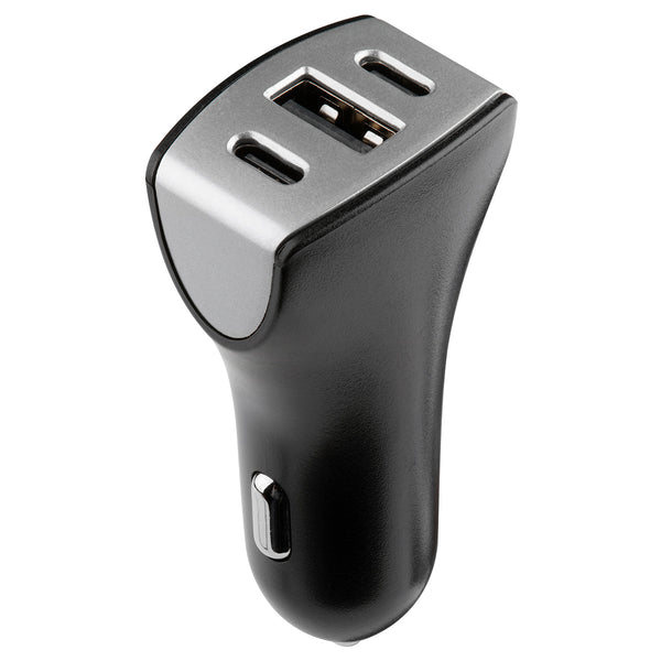 Rove Triple DC Car Charger RV01401 USB-A and Dual USB-C(R) 18W - Fast Charge DC Adapter Phone Charger - Black