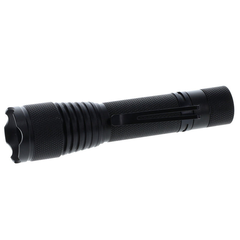 Scipio Tactical Flashlight S3201A 4.7-inch Aluminum 120 Lumens Camping Hiking Zoom Flashlight w Clip - Black