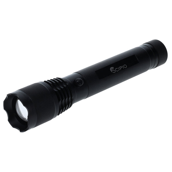 Scipio Tactical Flashlight S3201E 8.5-inch Aluminum 350 Lumens Camping EDC Torch Lightweight- Black