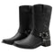 Searchers SC200916BKM Black Cowboy Boots with Buckle for Western Style or Motorcycle Look Medium