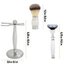 Union Razors SS2 Wet Shaving Kit for Men 3-Piece Shaving Gift Set with Brush and Stand Razor Barber Kit - White