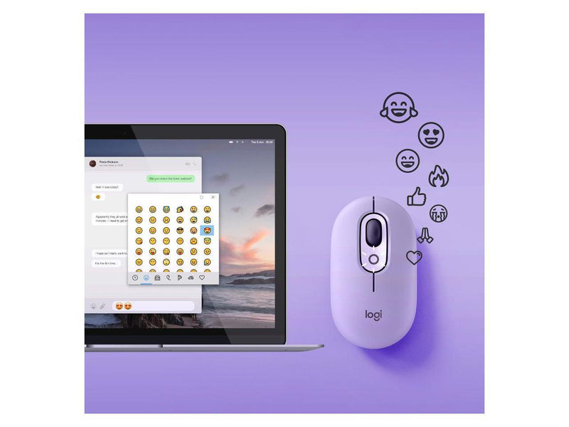 Logitech POP Mouse, Wireless Mouse with Customizable Emojis, SilentTouch