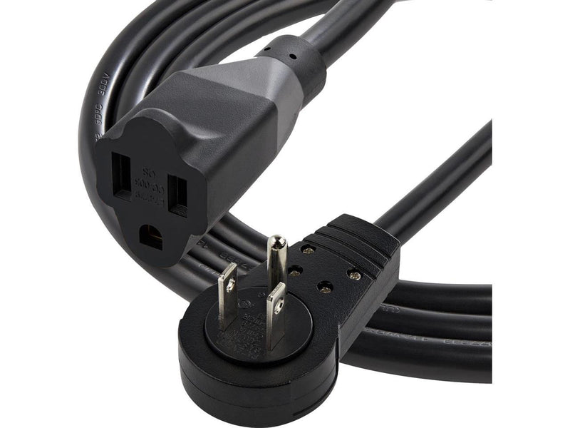 StarTech 2m Rotating Flat Plug Extension Cord 5-15P to 5-15R Black RTPAC1016