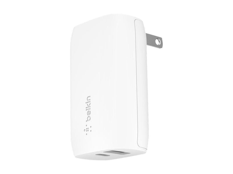 BELKIN WCB008dqWH BOOST CHARGE White USB-C PD + USB-A Wall Charger 32W