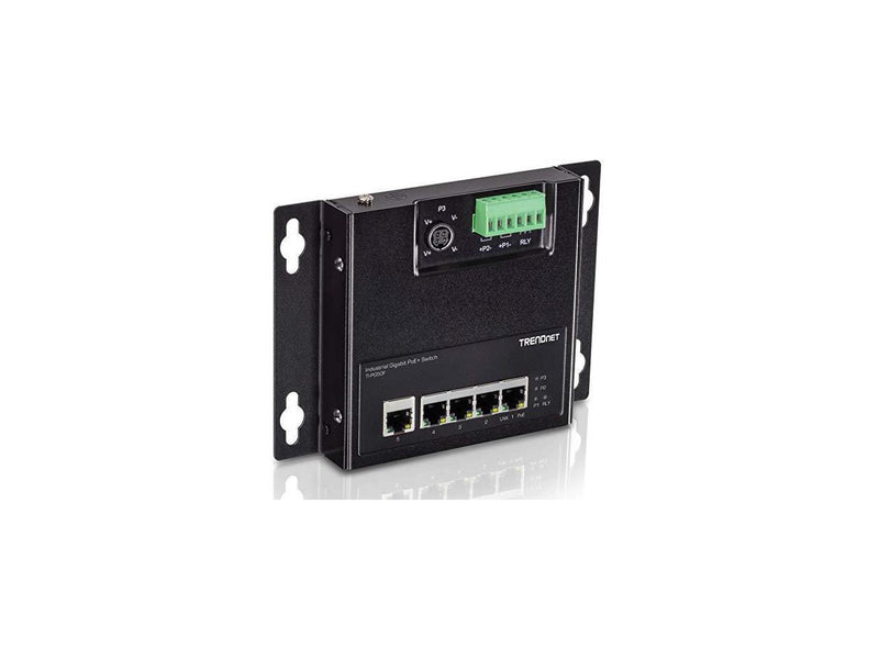 TRENDnet 5-Port Industrial Gigabit Poe+ Wall-Mounted Front Access Switch, 5X