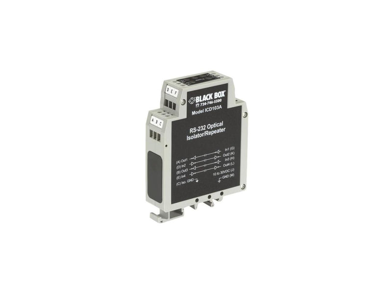 Black Box ICD103A Box Din Rail Repeater With Opto-Isolation, Rs-232