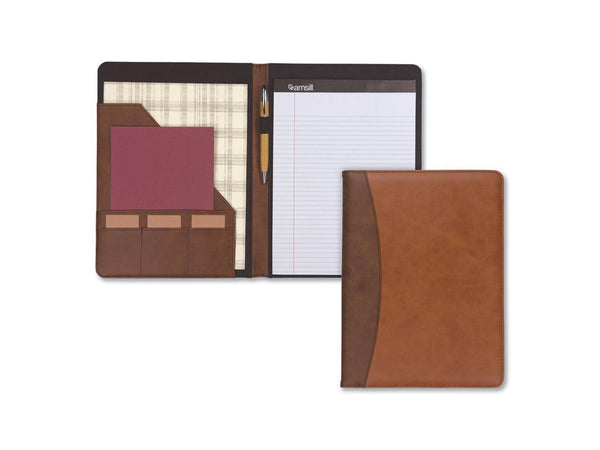 Samsill Two-Tone Padfolio-Spine Accent 10 3/5w x 14 1/4h Tan/Brown 71656