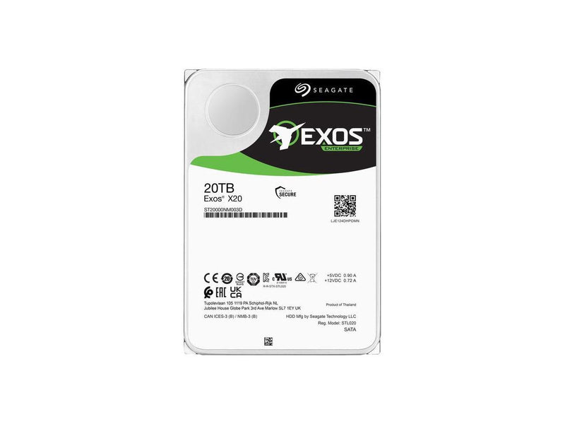 Seagate Exos X20 ST20000NM003D 20TB 7200 RPM 256MB Cache SAS 12Gb/s 3.5"