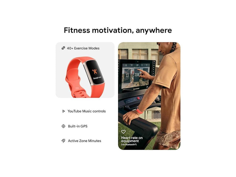 Fitbit Charge 6, Health & Fitness Tracker, Coral/Champagne Gold Aluminum |