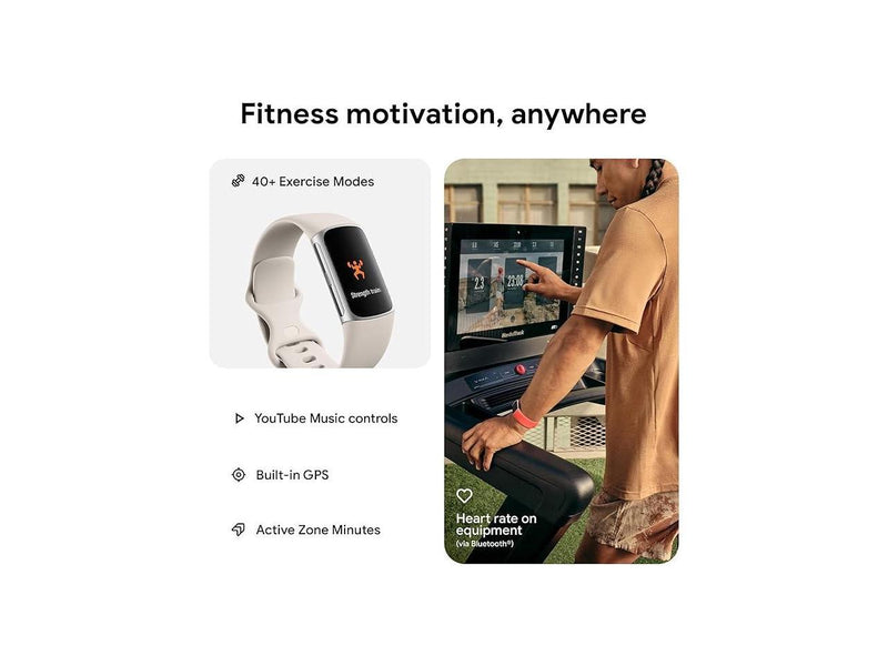 Fitbit Charge 6, Health & Fitness Tracker, Porcelain / Silver Aluminum |