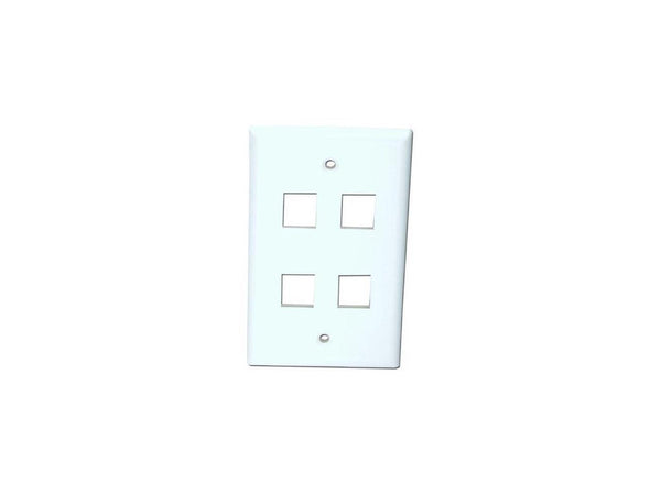 4PORT WHITE KEYSTONE WALL PLATE