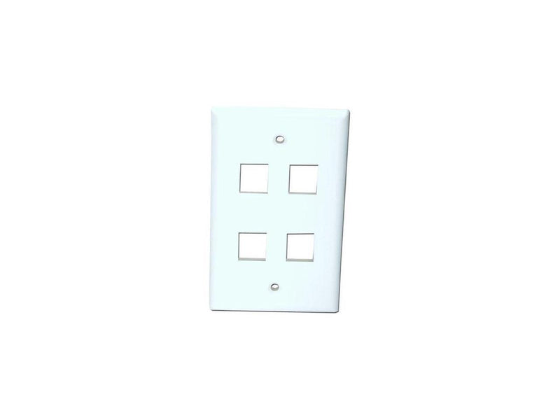 4PORT WHITE KEYSTONE WALL PLATE