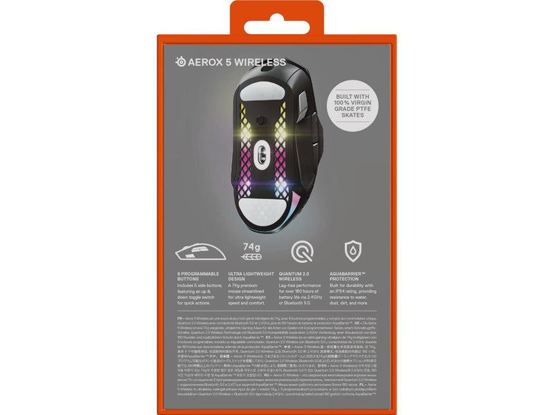 SteelSeries Aerox 5 Wireless - Lightweight Wireless Gaming Mouse - 18000 CPI --