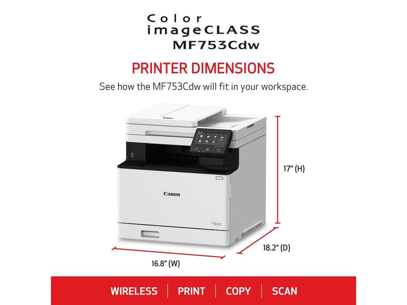 Canon imageCLASS MF753Cdw Wireless Laser Multifunction Printer Color White