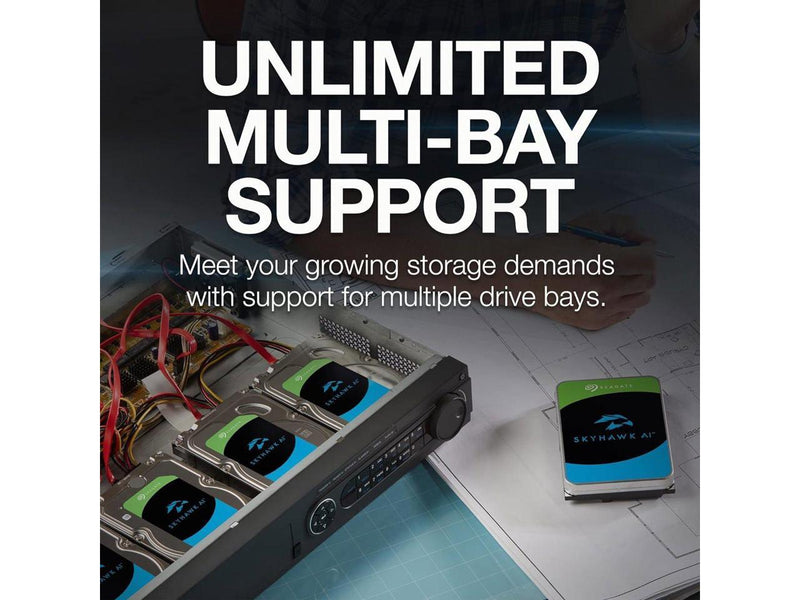 Seagate Skyhawk AI SATA III 3.5" Internal Hard Drive - 16TB, Single, 512MB Cache