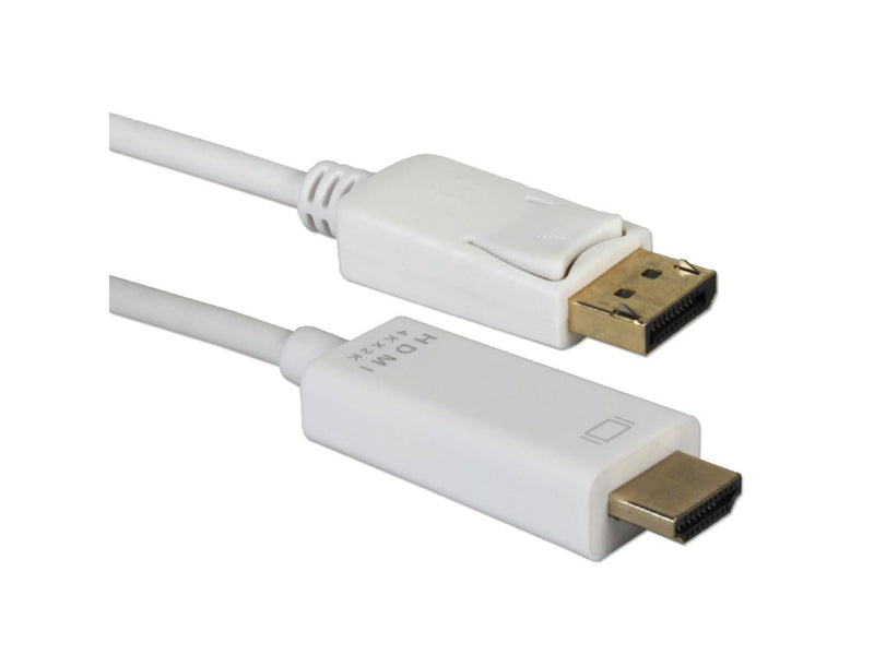 QVS DPHD-06W 6 ft. White DisplayPort to HDMI 4K Digital A/V White Cable Male to