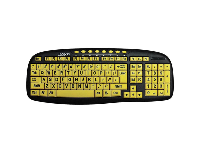 Ergoguys CD-1038 Black USB Wired Ergonomic Ezsee Low Vision Keyboard Large Print