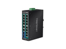 TRENDnet 16-Port Hardened Industrial Unmanaged Gigabit PoE+ DIN-Rail Switch,