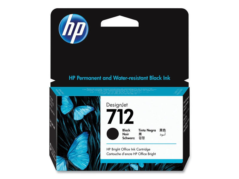 HP 712 38ml Black DesignJet Ink Cartridge, 3ED70A