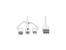 Tripp Lite 4ft Safe-IT Universal USB-A to Lightning USB Micro-B and USB-C Cable