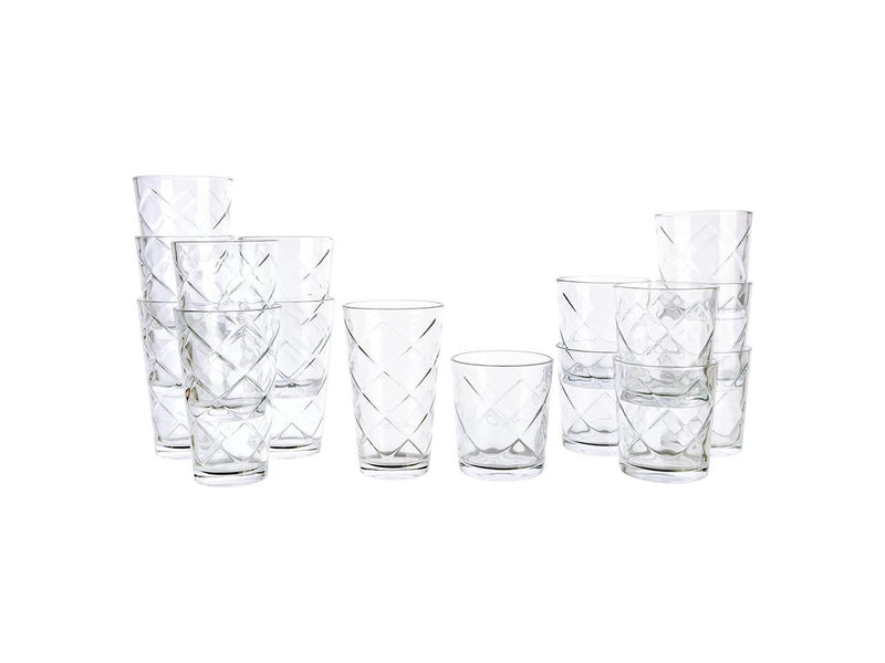 16pc Etched Glass Tumbler Set