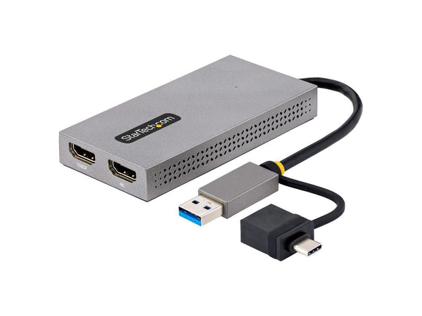 StarTech.com USB to Dual HDMI Adapter, USB A/C to 2x HDMI Displays (1x 4K30Hz,