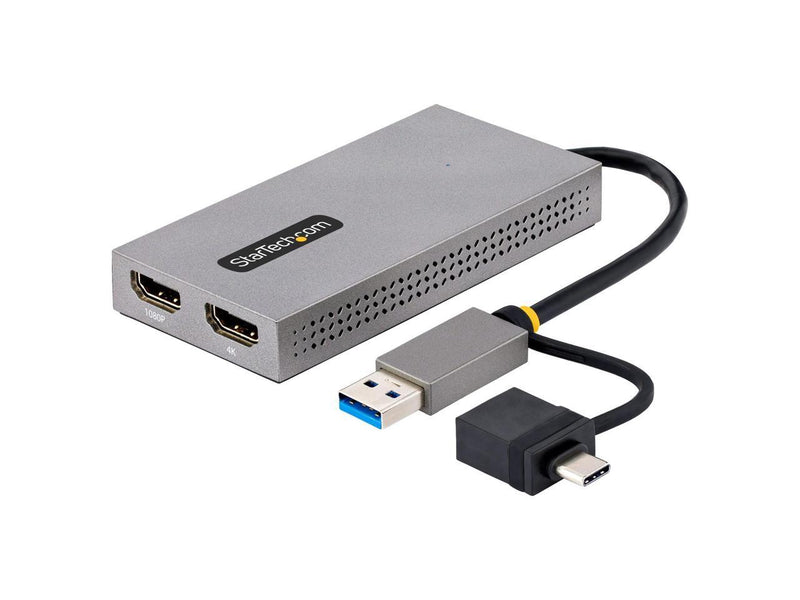 StarTech.com USB to Dual HDMI Adapter, USB A/C to 2x HDMI Displays (1x 4K30Hz,
