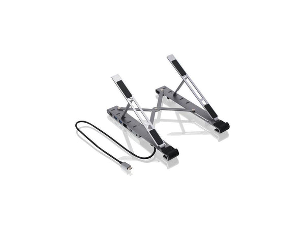 IOGEAR Dock Pro 6-in-1 4K Dock Stand, Adjustable/Foldable Laptop Stand with