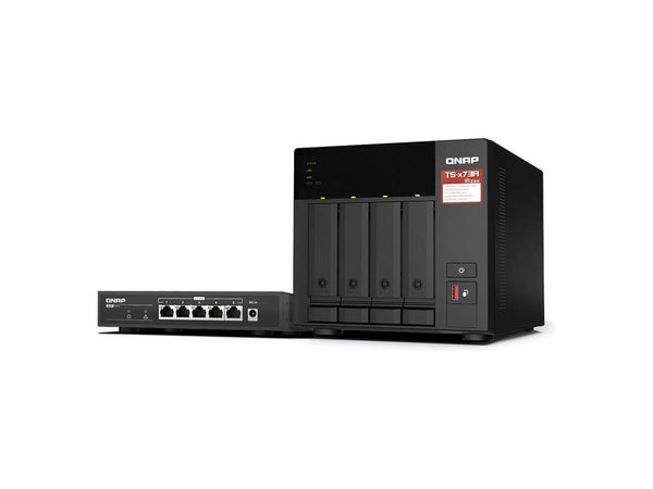 QNAP TS-473A 4-Bay NAS Enclosure with QSW-1105-5T Network Switch