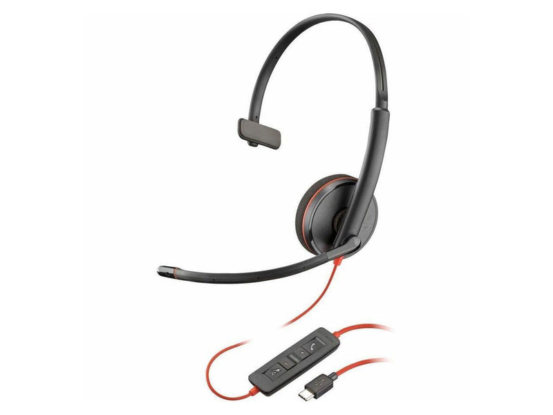 Poly Blackwire 3210 Monaural USB-C Headset +USB-C/A Adapter (Bulk) - Mono - USB