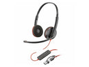 Poly Blackwire 3220 Stereo USB-C Black Headset + USB-C/A Adapter (Bulk) - Stereo