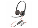 Poly Blackwire 3225 Stereo USB-C Headset + 3.5mm Plug + USB-C/A Adapter - Stereo