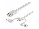 StarTech 6ft USB Multi-Charging Cable, USB-A to Lightning/USB-C/Micro-USB