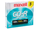 maxell 700MB 48X CD-R 5 Packs Slim Jewel Case Media Model 648205