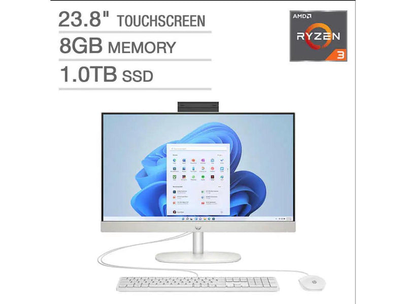 HP 24-CR0127C All-In-One PC 23.8" FHD Anti-Glare Touchscreen AMD Ryzen 3 7320U