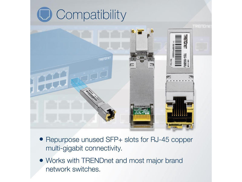 TRENDnet TEG-10GBRJ, 10G RJ-45 Copper SFP+ Module